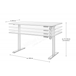 STELAŻ BIURKA Z ELEKTRYCZNĄ REGULACJĄ WYSOKOŚCI SZARY