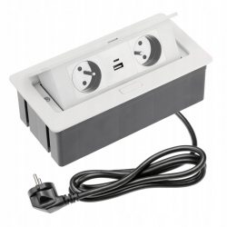 LISTWA PRZEDŁUŻACZ BIURKOWY WPUSZCZANY 2x USB A+C SOFT KABEL BIAŁY GTV