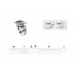 ROLKA SKRĘTNA KÓŁKO MEBLOWE OBROTOWE DO MEBLI 35 MM GTV BEZ HAMULCA
