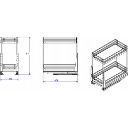 KOSZ CARGO MINI DELUXE R-30 BIAŁY 2P. DO SZAFKI 300 MM CICHY DOMYK AMIX
