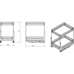 KOSZ CARGO MINI DELUXE R-40 BIAŁY 2P. DO SZAFKI 400 MM CICHY DOMYK AMIX