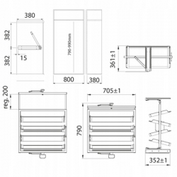 KOSZ NA BUTY OBROTOWY GARDEROBA 4 PÓŁKI ATM WB-671 P-35 SZAFA 12 PAR BUTÓW SYMPHONY