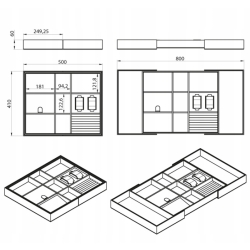 Organizer do szuflady / garderoby rozsuwany 50-80cm ATM SYMPHONY antracyt WB-674 T35 na zegarki, biżuterię