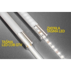 Taśma LED COB GTV + 2x złącze amp 12V 5M rolki pasek Zimny Biały 800lm