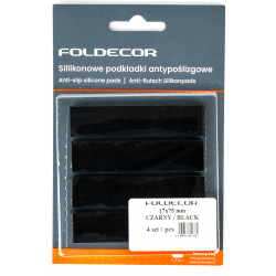 SILIKONOWE PODKŁADKI ANTYPOŚLIZGOWE ANTYWIBRACYJNE CZARNE 17x75 mm FOLDECOR